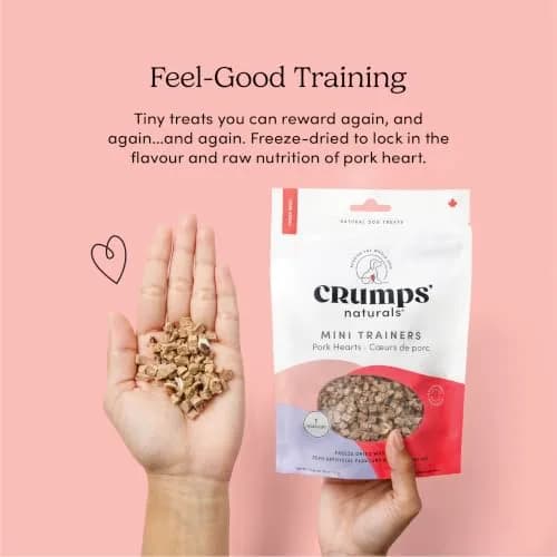 Crumps’ Naturals Mini Trainers Freeze Dried Pork Hearts 4.06oz | Protein Training Treats for Dogs thumbnail 6