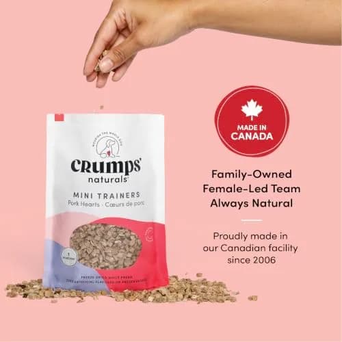 Crumps’ Naturals Mini Trainers Freeze Dried Pork Hearts 4.06oz | Protein Training Treats for Dogs thumbnail 3