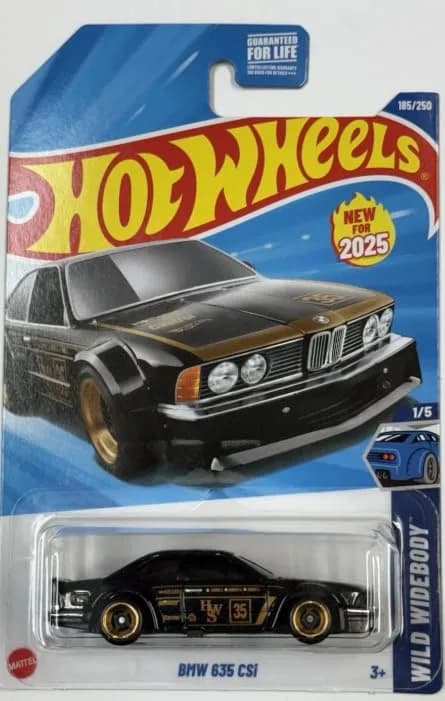 Mattel Non-Riding Toy Vehicle 1:64 Scale | Diecast BMW 635 CSi in Black & Gold - main product image