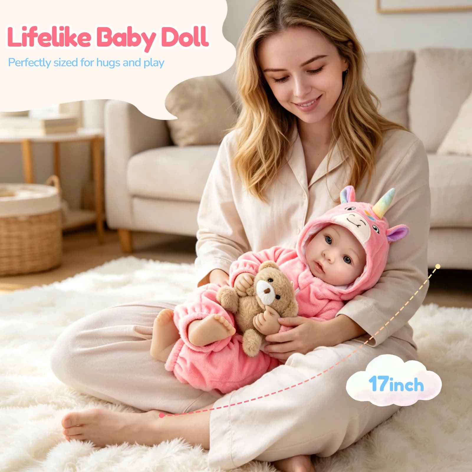 UOFTKIZ Realistic Baby Doll 17 Inch Soft Body with Accessories | Ages 3+ - view 6