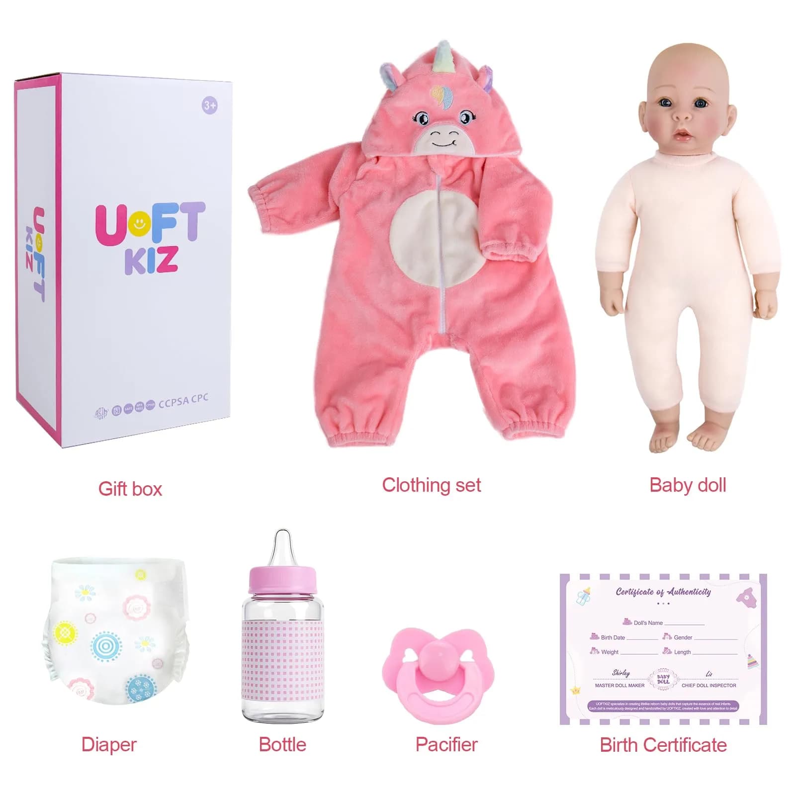 UOFTKIZ Realistic Baby Doll 17 Inch Soft Body with Accessories | Ages 3+ - view 7