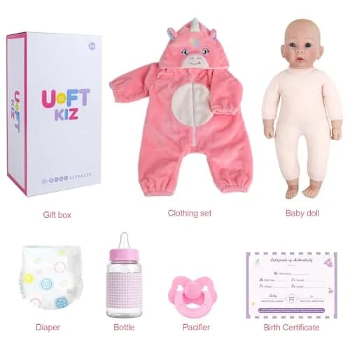 UOFTKIZ Realistic Baby Doll 17 Inch Soft Body with Accessories | Ages 3+ thumbnail 7