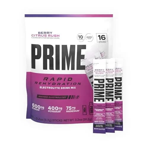 PRIME Rapid Rehydration Electrolyte Powder Sticks, Berry Citrus Rush | Sugar Free Hydration Drink Mix, 16 Count, USA Import thumbnail 1
