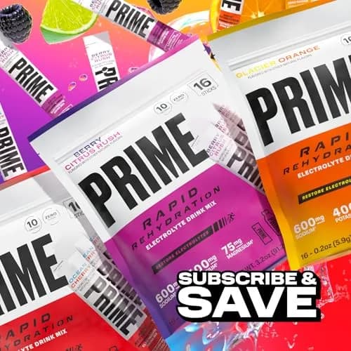 PRIME Rapid Rehydration Electrolyte Powder Sticks, Berry Citrus Rush | Sugar Free Hydration Drink Mix, 16 Count, USA Import thumbnail 7