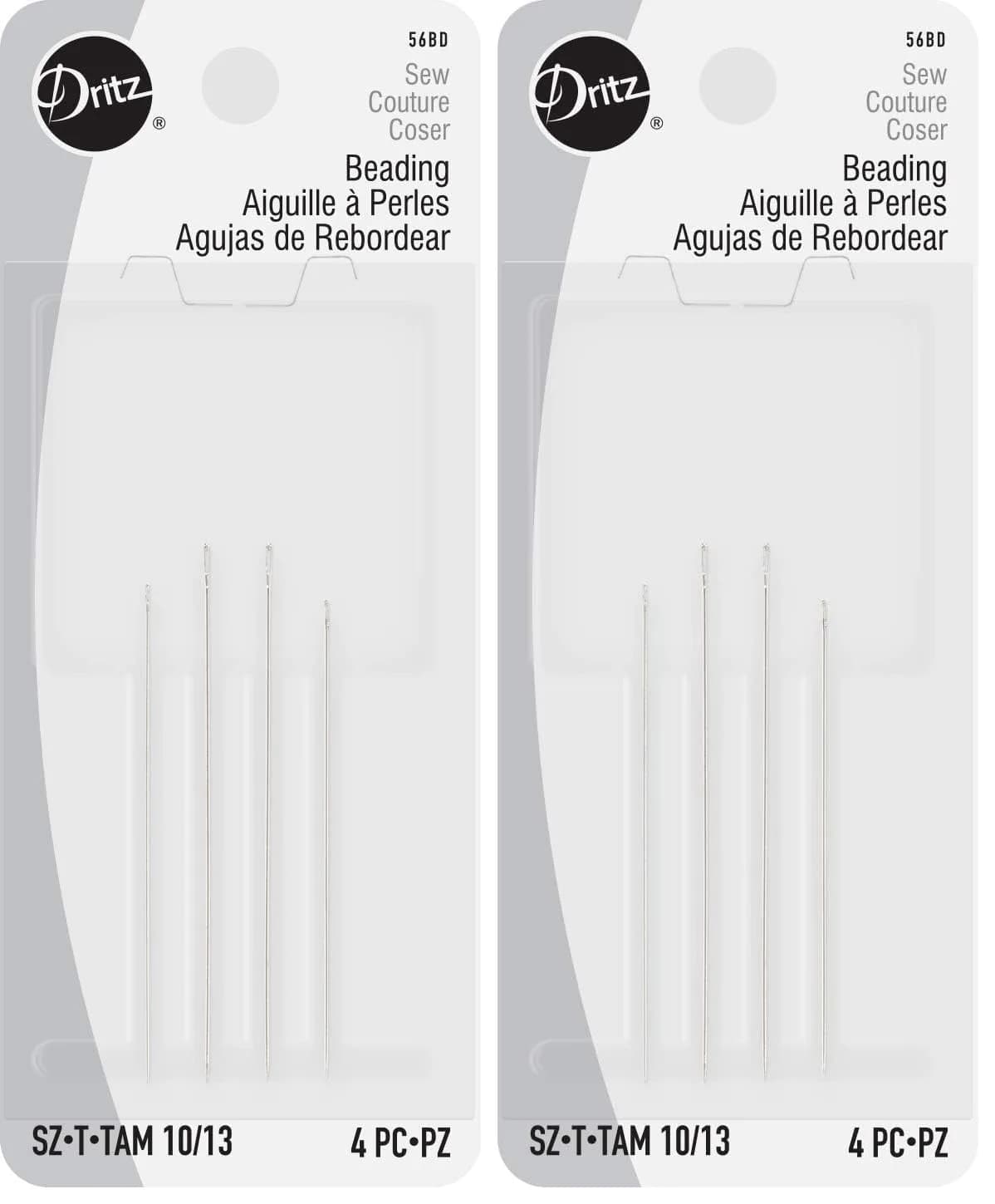 Dritz Beading Hand Needles Size 10/13 Pack of 8 | Fine Metal Needles for Beadwork & Sewing