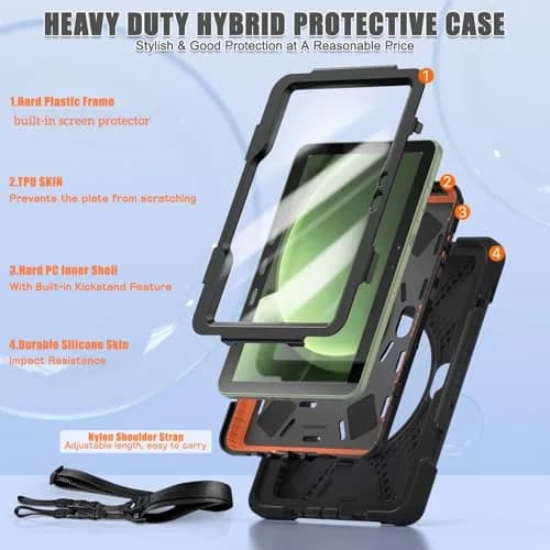 ZenRich Rugged Case for Samsung Galaxy Tab Active 5 Pro/4 Pro 10.1" | Triple-Layer Shockproof Protective Case with Kickstand & Shoulder Strap thumbnail 3