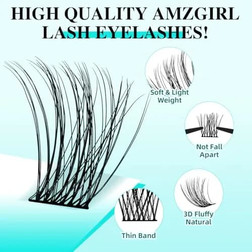 AMZGIRL Lash Clusters 144PCS 8-16MM | Natural Wispy Look, DIY Friendly thumbnail 3
