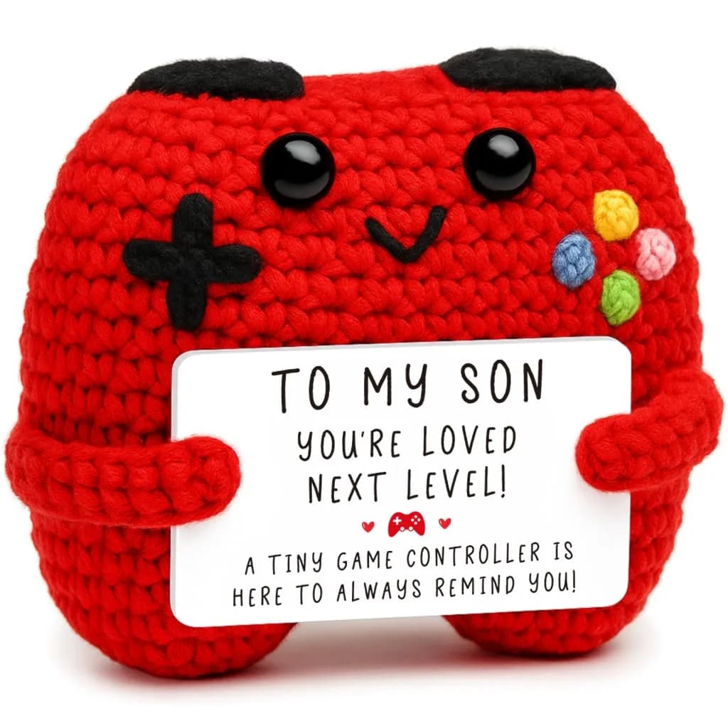 Busy Gaming Life Handmade Crochet Game Controller Decor | Cute Gamer Gift for Son - main product image