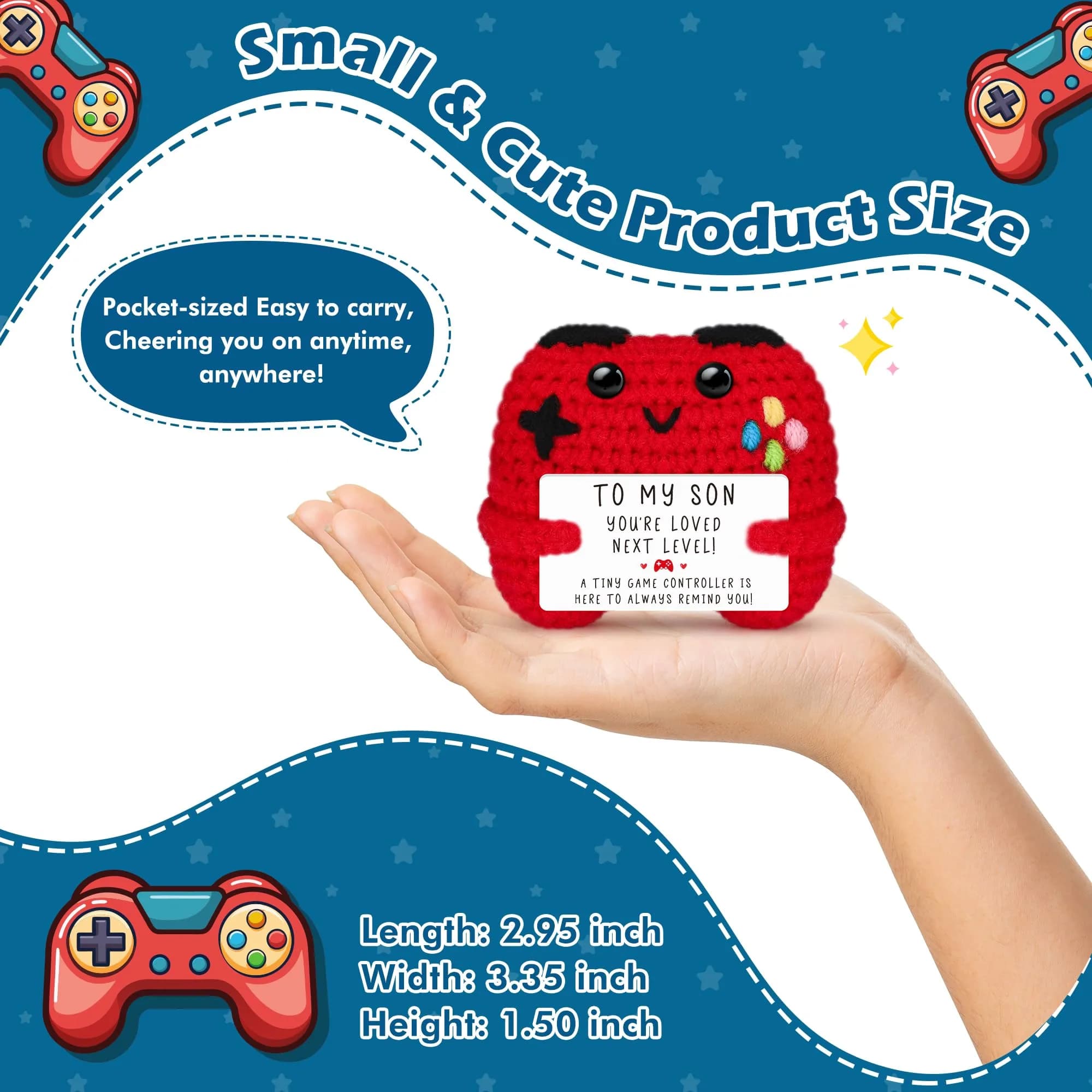 Busy Gaming Life Handmade Crochet Game Controller Decor | Cute Gamer Gift for Son - view 2