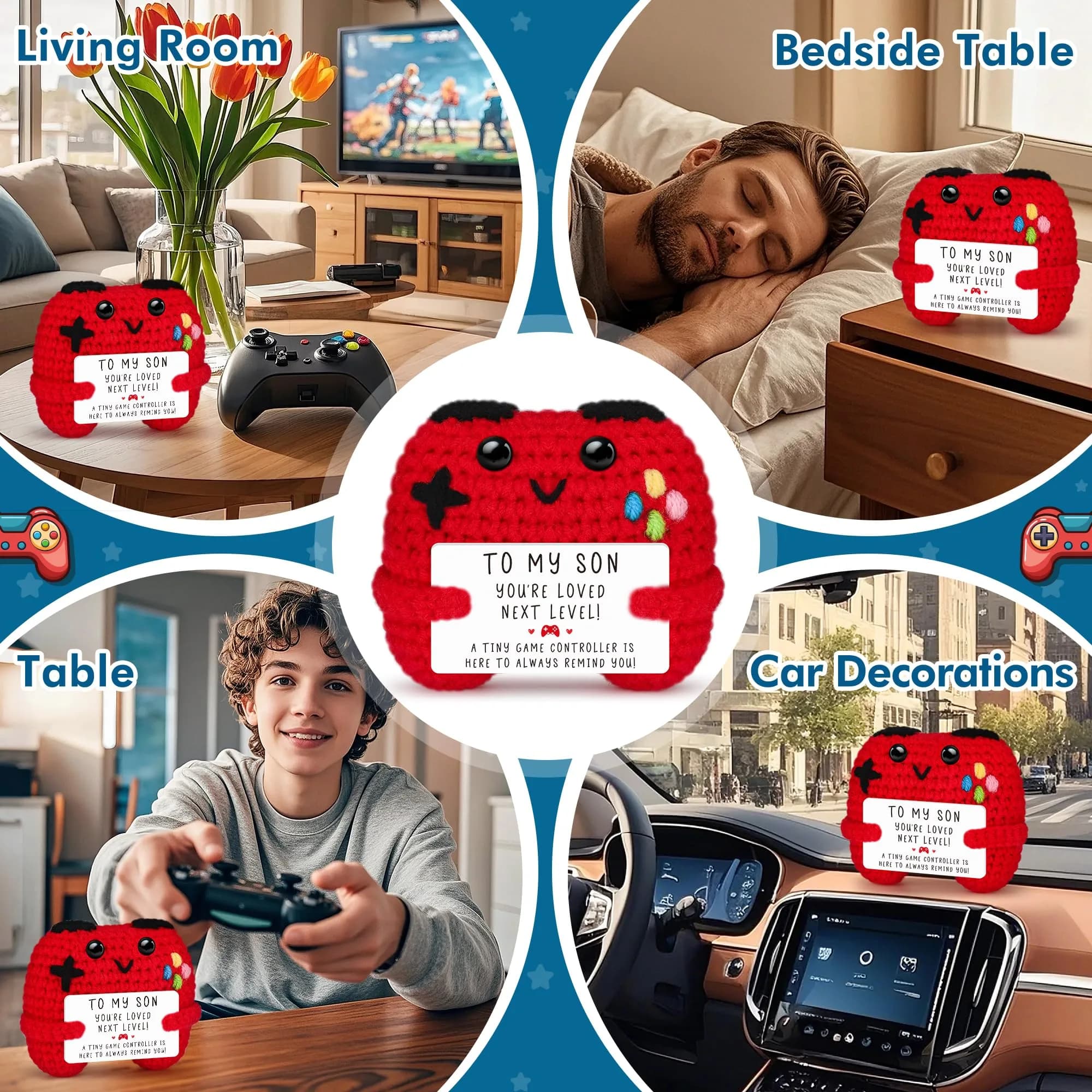 Busy Gaming Life Handmade Crochet Game Controller Decor | Cute Gamer Gift for Son - view 4