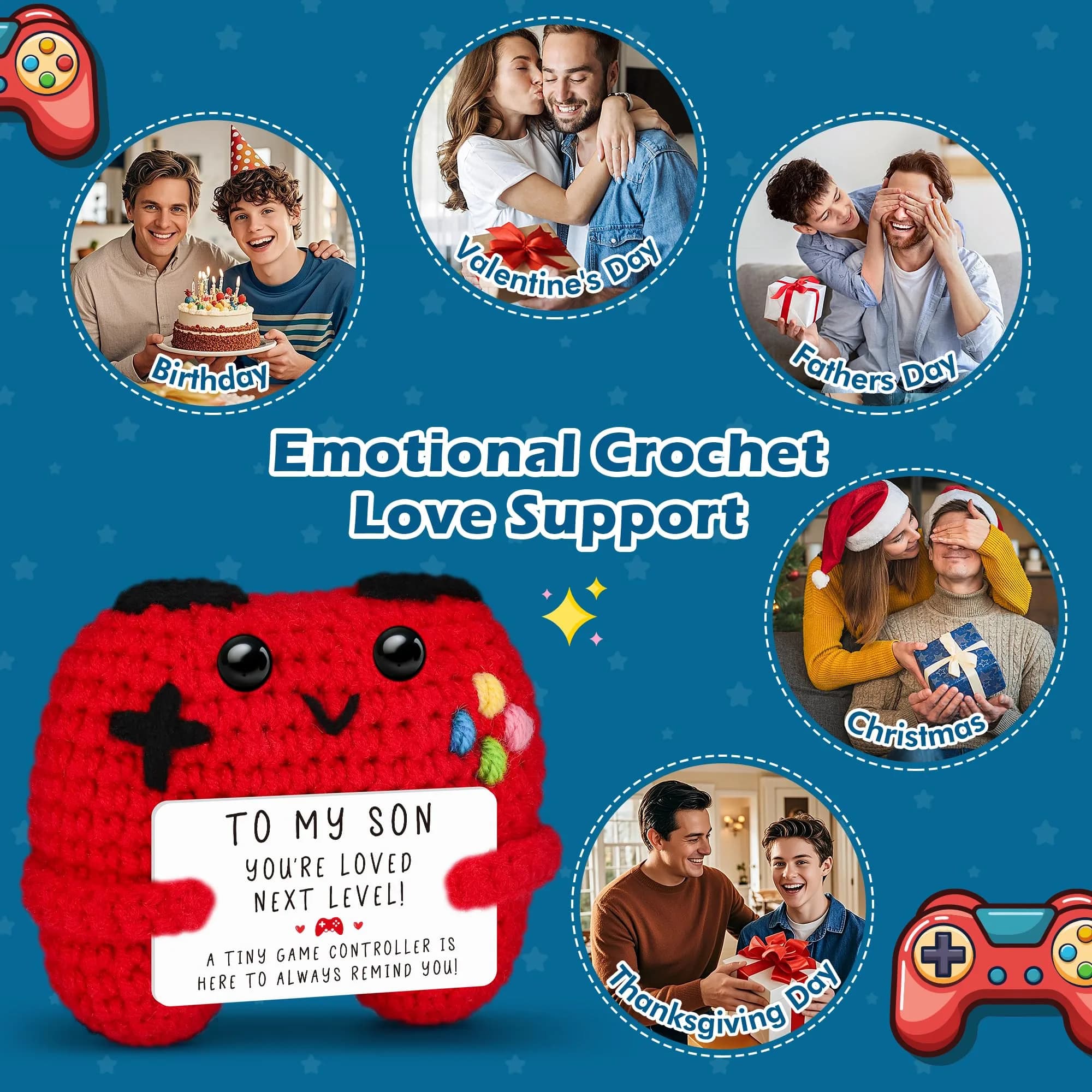 Busy Gaming Life Handmade Crochet Game Controller Decor | Cute Gamer Gift for Son - view 5