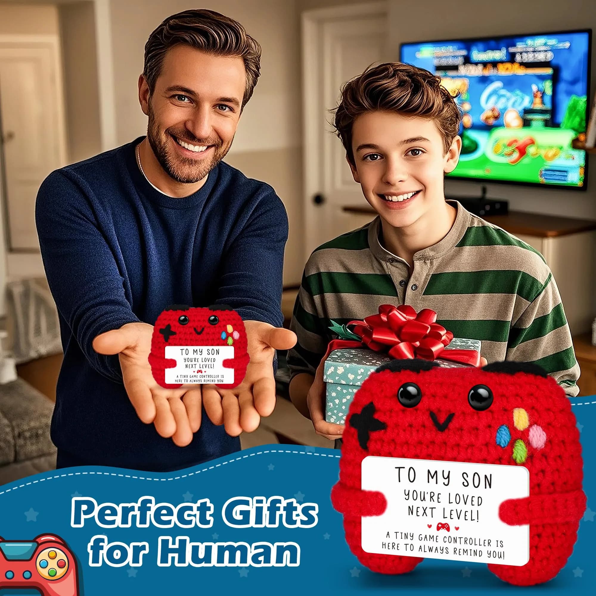 Busy Gaming Life Handmade Crochet Game Controller Decor | Cute Gamer Gift for Son - view 6