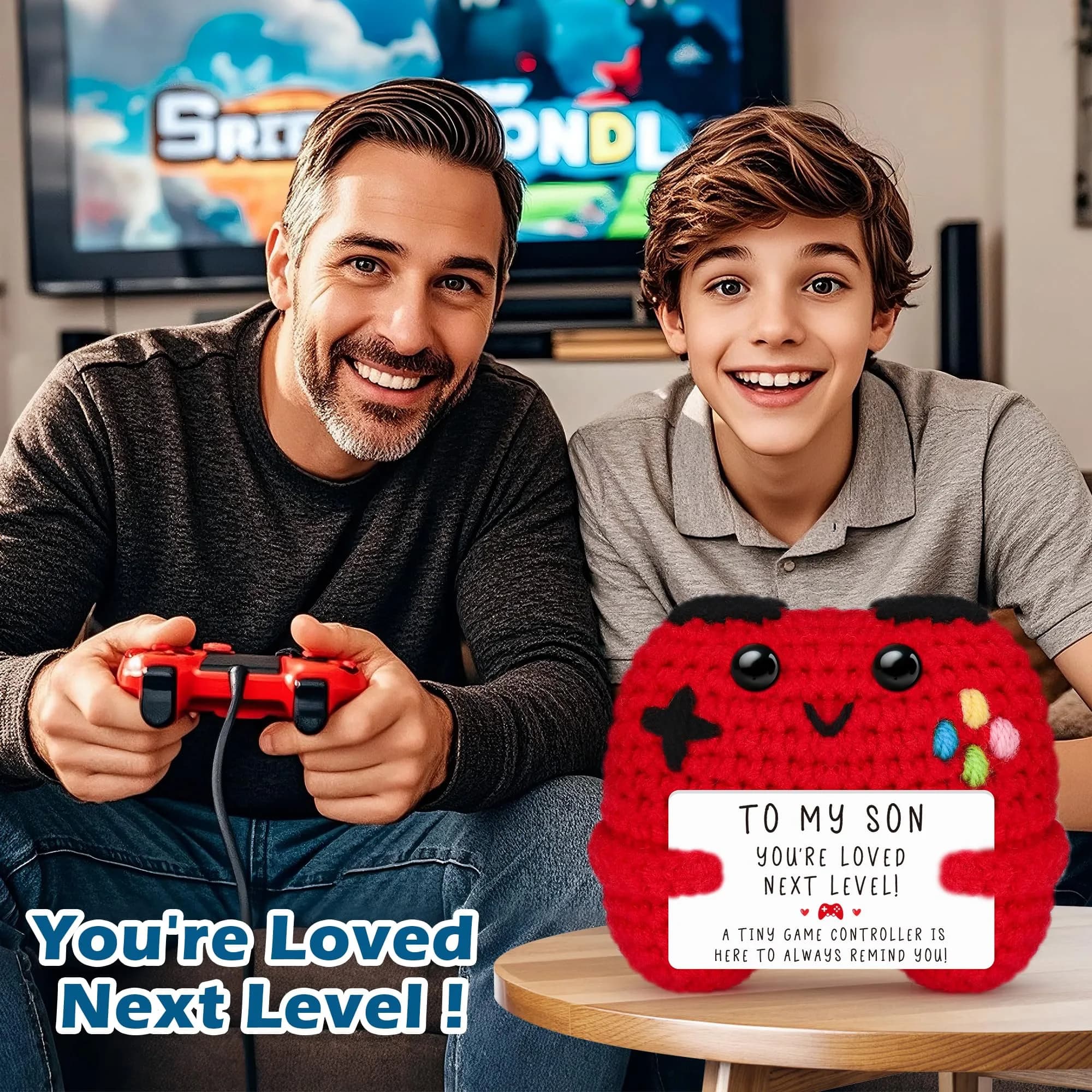 Busy Gaming Life Handmade Crochet Game Controller Decor | Cute Gamer Gift for Son - view 7