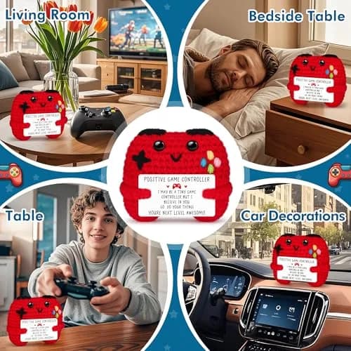 Busy Gaming Life Mini Handmade Crochet Game Controller 4.1cm (1.6 inches) | "YOU'RE NEXT LEVEL AWESOME!" Message thumbnail 4