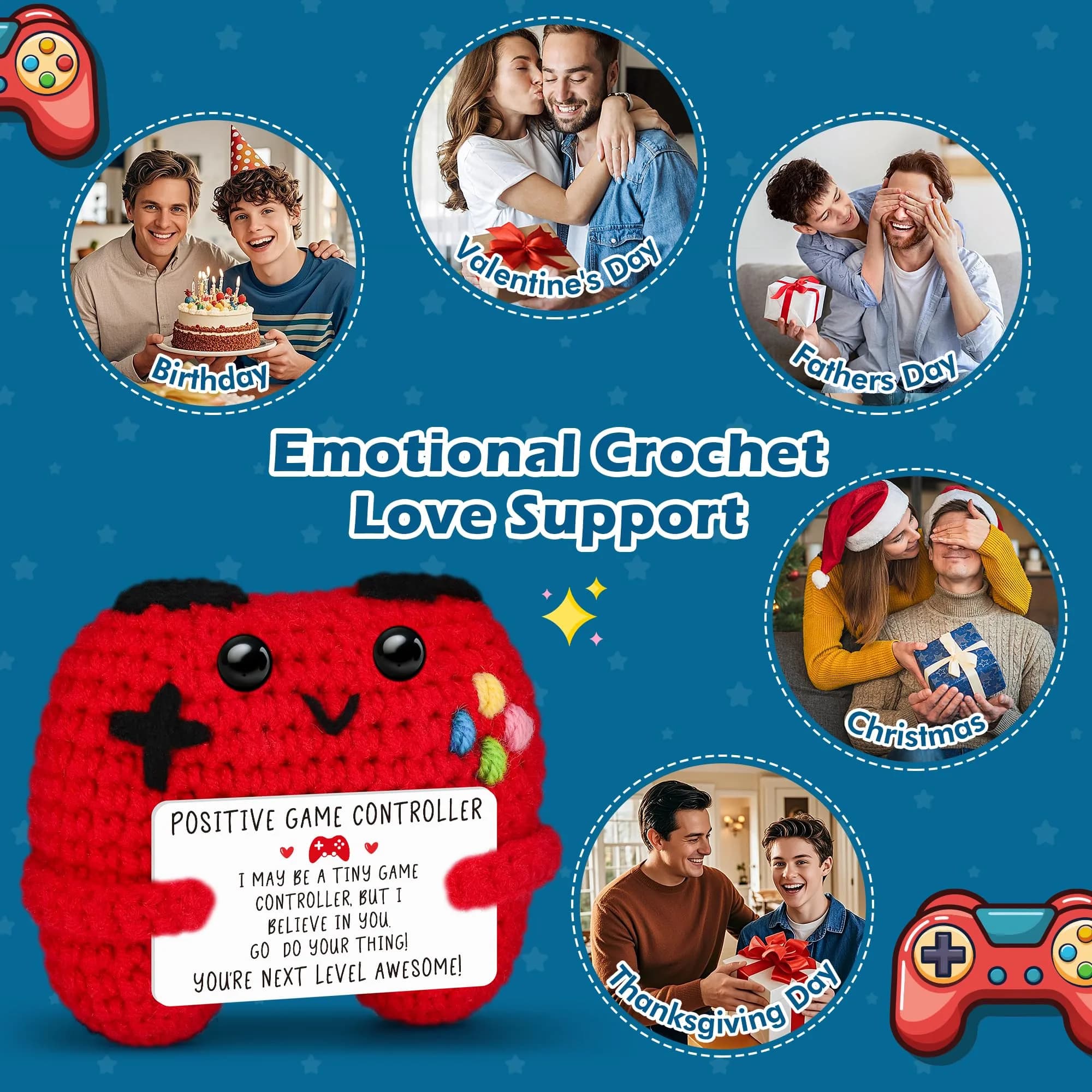 Busy Gaming Life Mini Handmade Crochet Game Controller 4.1cm (1.6 inches) | "YOU'RE NEXT LEVEL AWESOME!" Message - view 5