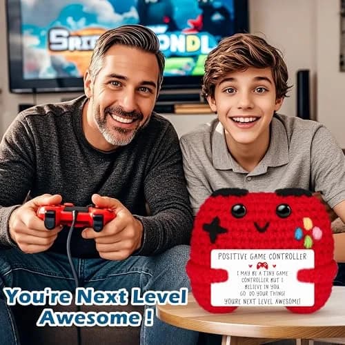 Busy Gaming Life Mini Handmade Crochet Game Controller 4.1cm (1.6 inches) | "YOU'RE NEXT LEVEL AWESOME!" Message thumbnail 7
