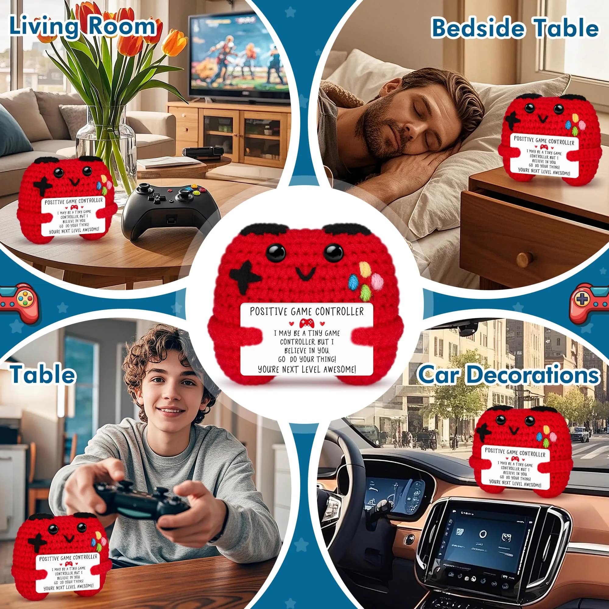 Busy Gaming Life Handmade Crochet Game Controller - Positive Vibes Edition, Small Size | Unique Romantic Gift - view 4