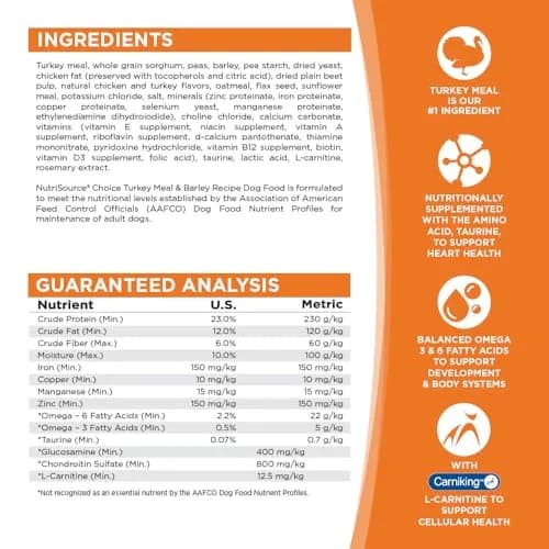 NutriSource Choice Turkey & Barley Dog Food 40lb | Probiotics & Wholesome Nutrition thumbnail 5