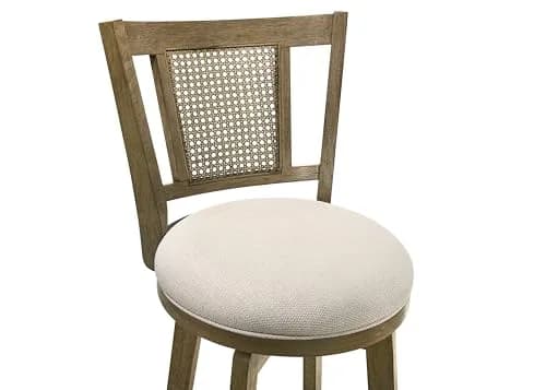 Armen Living Isla 30 in. Putty Brown Bar Height Rubberwood Swivel Barstool with Cream Fabric Seat thumbnail 4