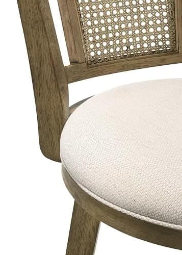 Armen Living Isla 30 in. Putty Brown Bar Height Rubberwood Swivel Barstool with Cream Fabric Seat thumbnail 5