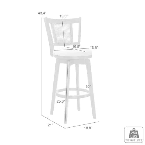Armen Living Isla 30 in. Putty Brown Bar Height Rubberwood Swivel Barstool with Cream Fabric Seat thumbnail 7