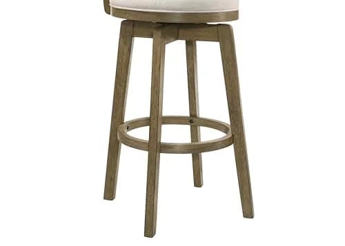Armen Living Isla 26 in. Putty Brown Counter Height Rubberwood Swivel Barstool with Cream Fabric Seat thumbnail 6