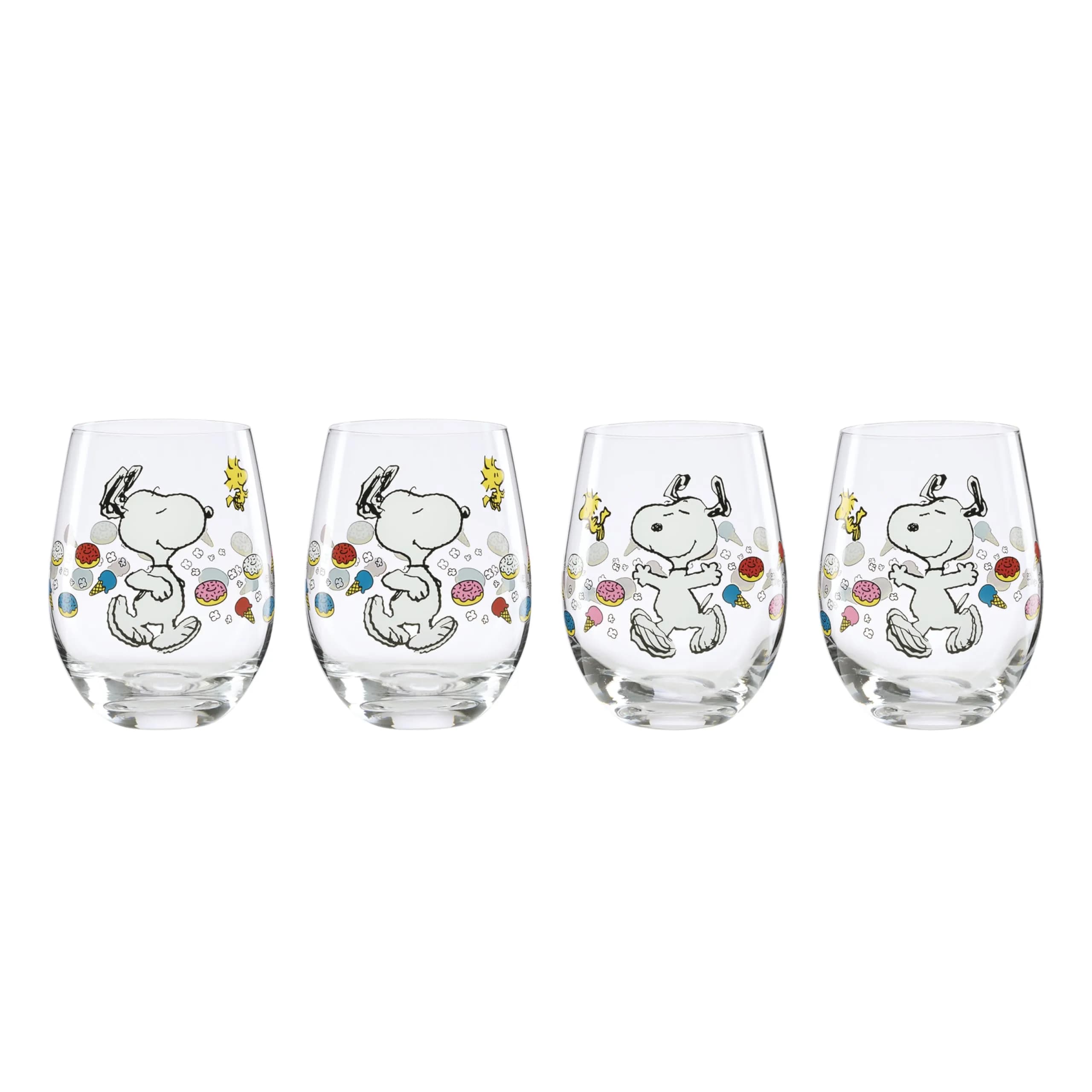 Lenox Chef Snoopy Glass Tumblers 532ml (18oz) Set of 4 | Officially Licensed Peanuts Design — Tumblers