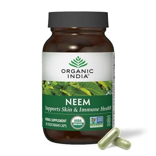 ORGANIC INDIA Neem Leaf Capsules, Herbal Supplement, Vegan, 90 Count | Supports Skin & Immunity thumbnail 1