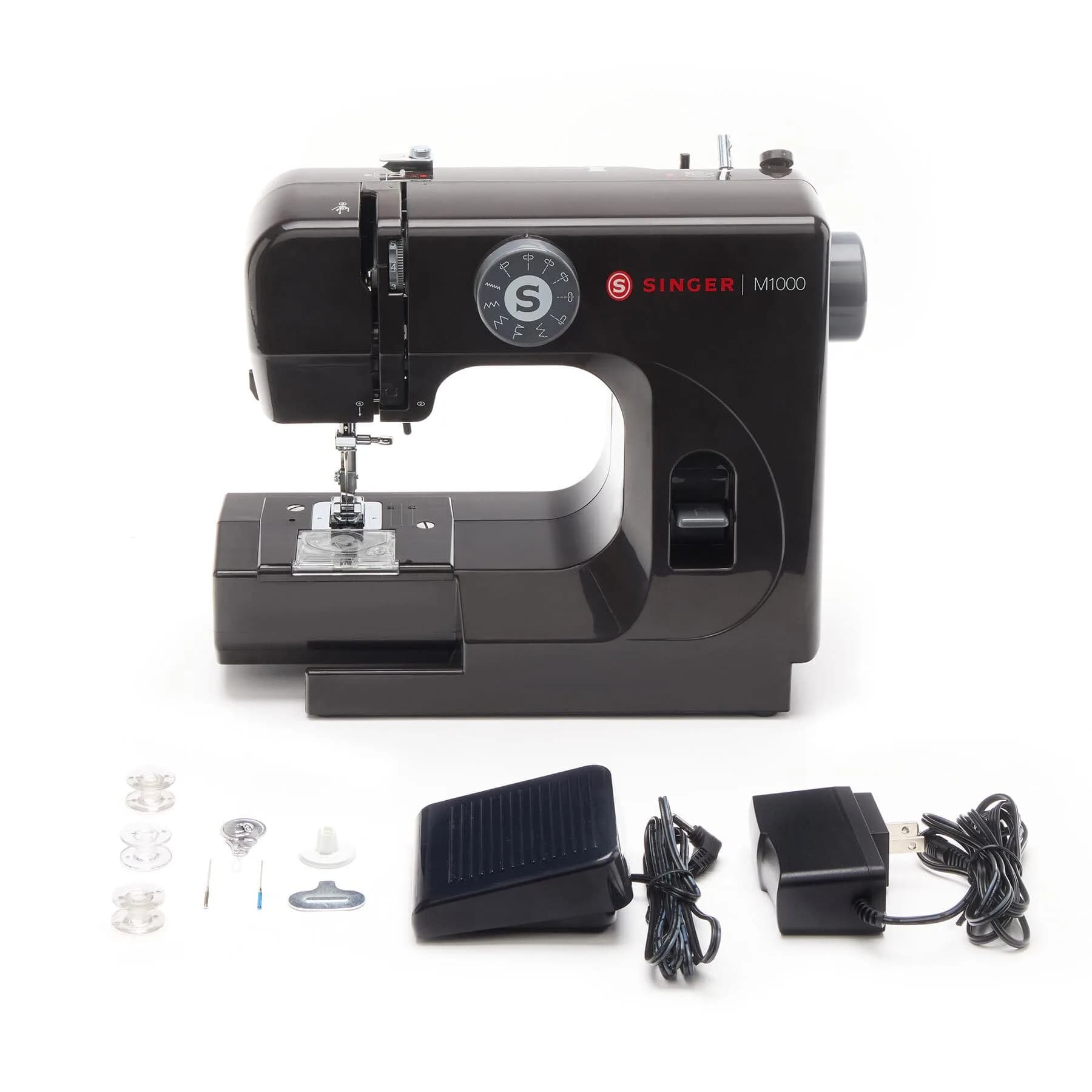 SINGER M1000 Portable Sewing Machine with Accessory Kit | Lightweight, 32 Stitch Applications, Beginner-Friendly (enables easy repairs, travel-ready, USA import) — Black