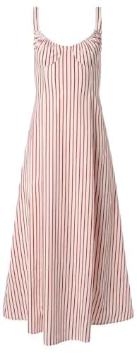 WEWOREWHAT Ruched Cup Midi Dress 4 | Vibrant Red Multi, Micro Stripe, Fall Style thumbnail 3