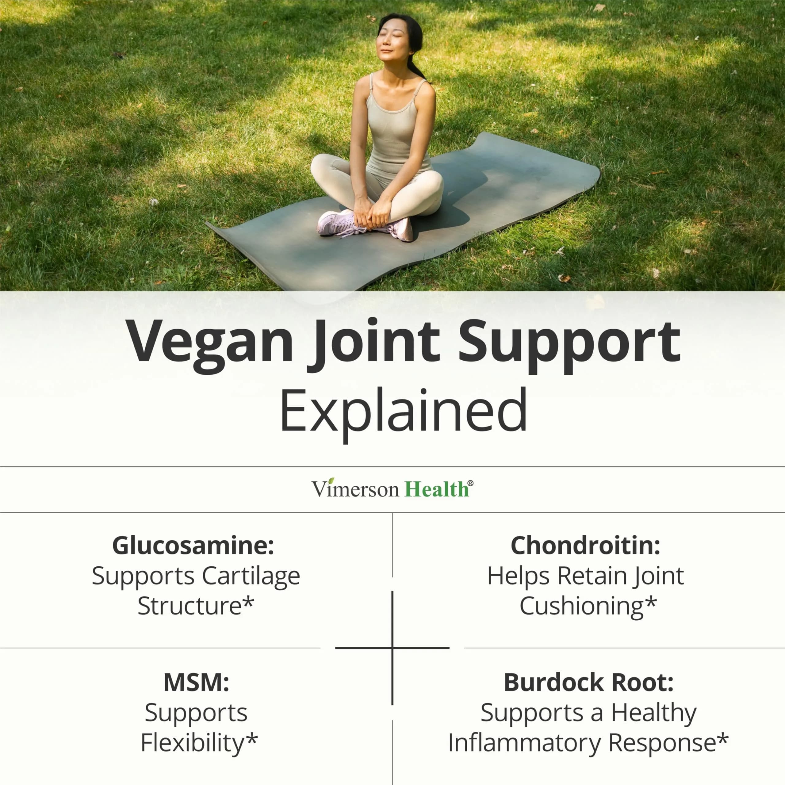 Vimerson Health Vegan Glucosamine Chondroitin MSM Joint Supplement 180 Capsules | Plant-Based Joint Support for Mobility & Comfort - view 4