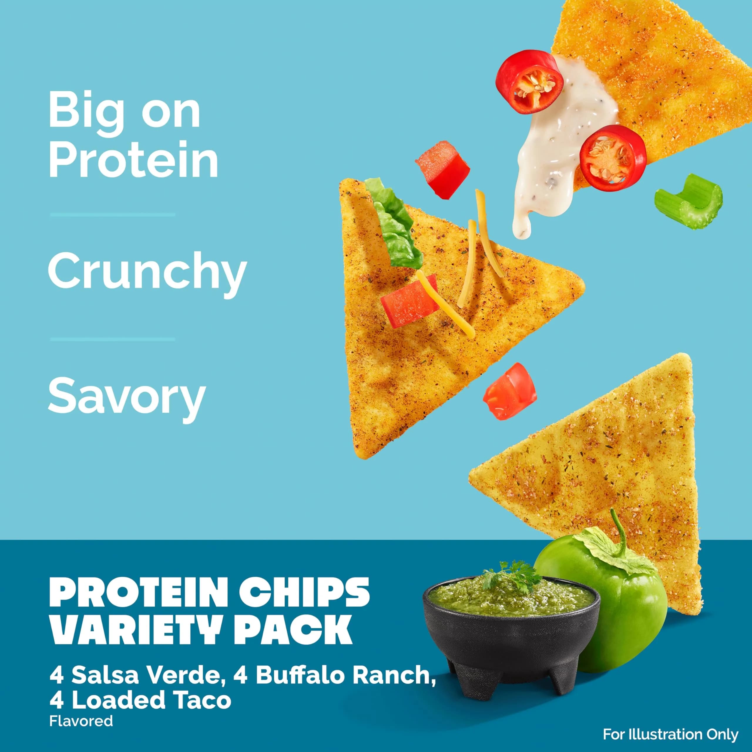 Quest Game Day Tortilla Style Protein Chips Variety Pack Buffalo Ranch Salsa Verde Loaded Taco 12x1.1oz | Protein-Rich Snack for Active Lifestyles - view 3