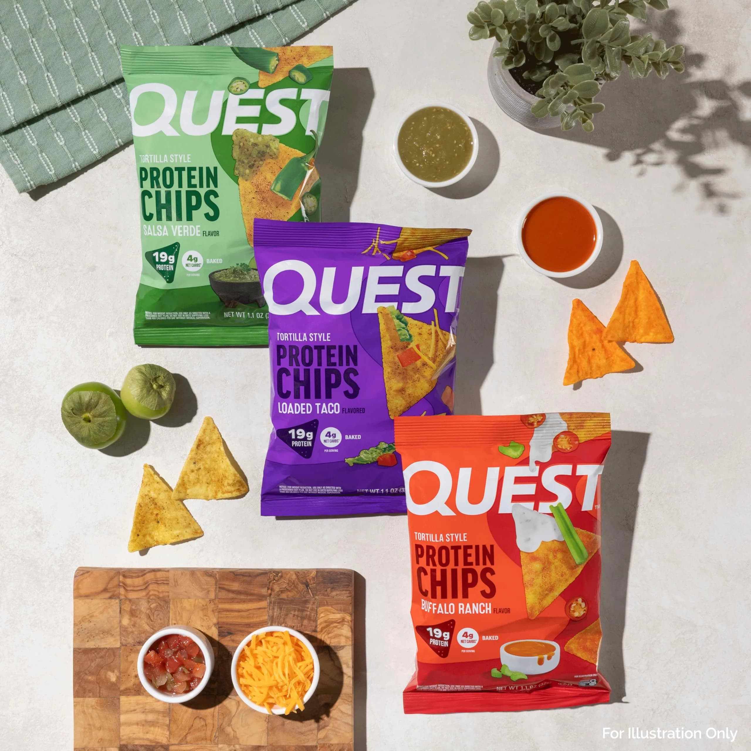 Quest Game Day Tortilla Style Protein Chips Variety Pack Buffalo Ranch Salsa Verde Loaded Taco 12x1.1oz | Protein-Rich Snack for Active Lifestyles - view 4