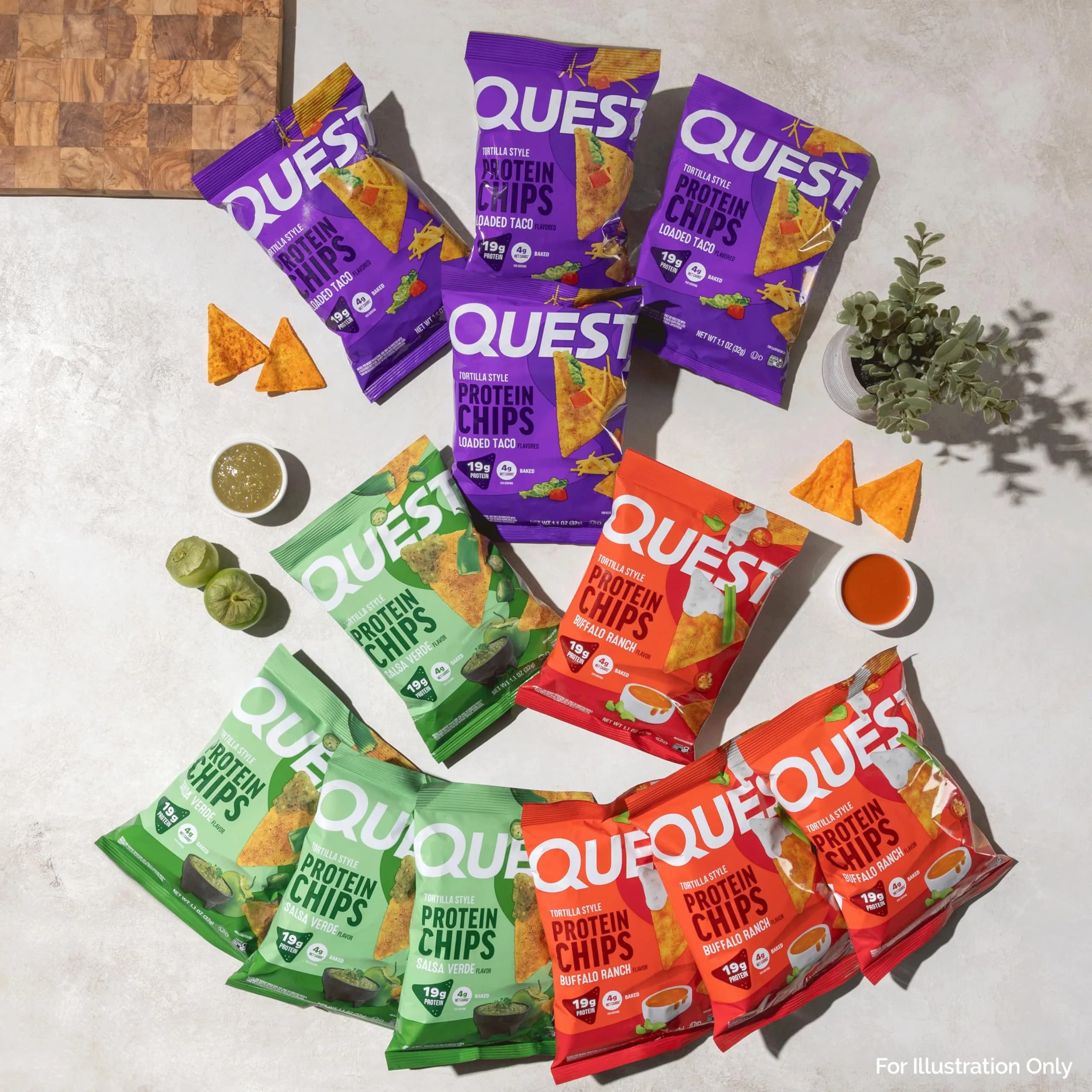 Quest Game Day Tortilla Style Protein Chips Variety Pack Buffalo Ranch Salsa Verde Loaded Taco 12x1.1oz | Protein-Rich Snack for Active Lifestyles - view 5