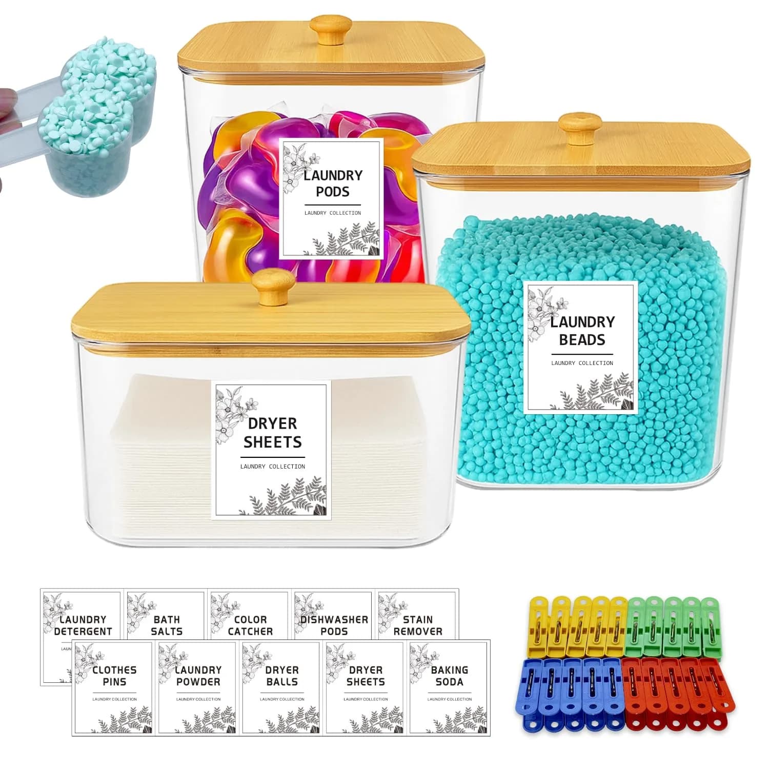 Yafur LLC 2+1 Laundry Pods Container & Dryer Sheet Holder Set | Modern Laundry Organization - main product image