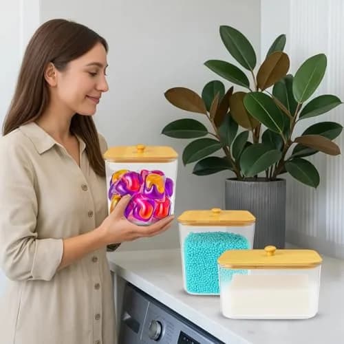 Yafur LLC 2+1 Laundry Pods Container & Dryer Sheet Holder Set | Modern Laundry Organization thumbnail 7