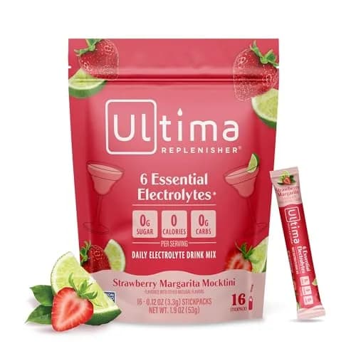 Ultima Replenisher Strawberry Margarita Electrolyte Packets 16 Stickpacks | Sugar-Free Hydration with 6 Key Electrolytes thumbnail 1