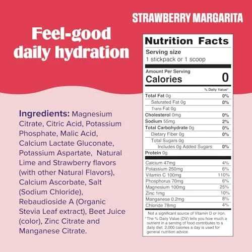 Ultima Replenisher Strawberry Margarita Electrolyte Packets 16 Stickpacks | Sugar-Free Hydration with 6 Key Electrolytes thumbnail 3