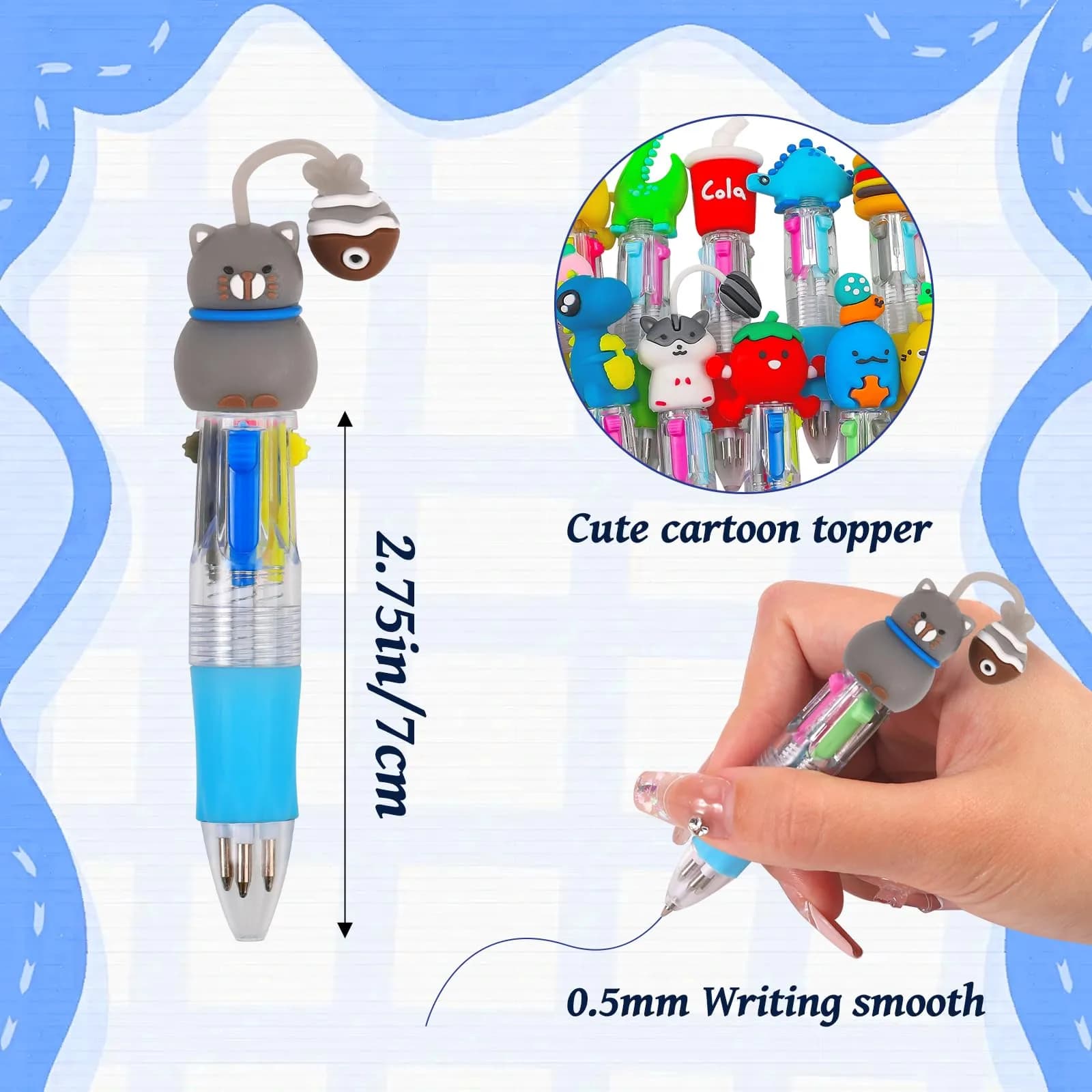 CZWZ 4-in-1 Mini Multicolor Ballpoint Pens Bulk (200 Count, Assorted Designs) | Smooth Ink Flow for Students & Parties - view 2