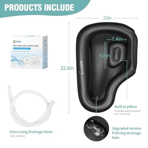 Cehim Inflatable Shampoo Basin with Drain Hose & Pillow - 82cm (32.8") | Bedside Hair Washer for Elderly & Disabled thumbnail 5