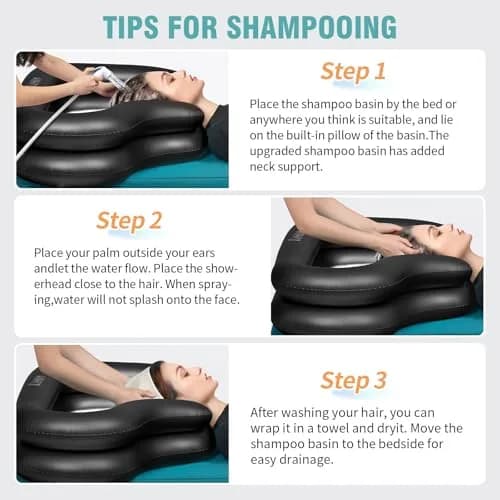 Cehim Inflatable Shampoo Basin with Drain Hose & Pillow - 82cm (32.8") | Bedside Hair Washer for Elderly & Disabled thumbnail 7