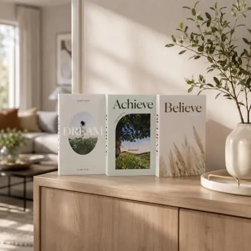 YOYMJBY Believe Achieve Dream Decorative Books 3 pcs (26.7 x 17 x 4.2 cm) | Aesthetic Home Decor for Coffee Tables & Shelves thumbnail 4
