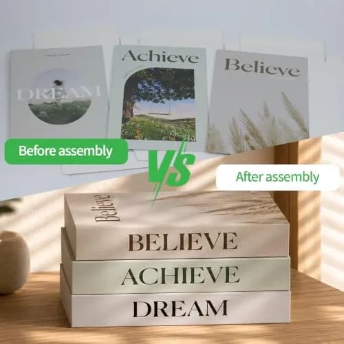 YOYMJBY Believe Achieve Dream Decorative Books 3 pcs (26.7 x 17 x 4.2 cm) | Aesthetic Home Decor for Coffee Tables & Shelves thumbnail 6