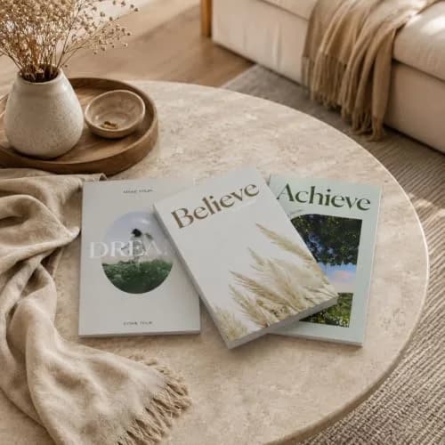 YOYMJBY Believe Achieve Dream Decorative Books 3 pcs (26.7 x 17 x 4.2 cm) | Aesthetic Home Decor for Coffee Tables & Shelves thumbnail 1