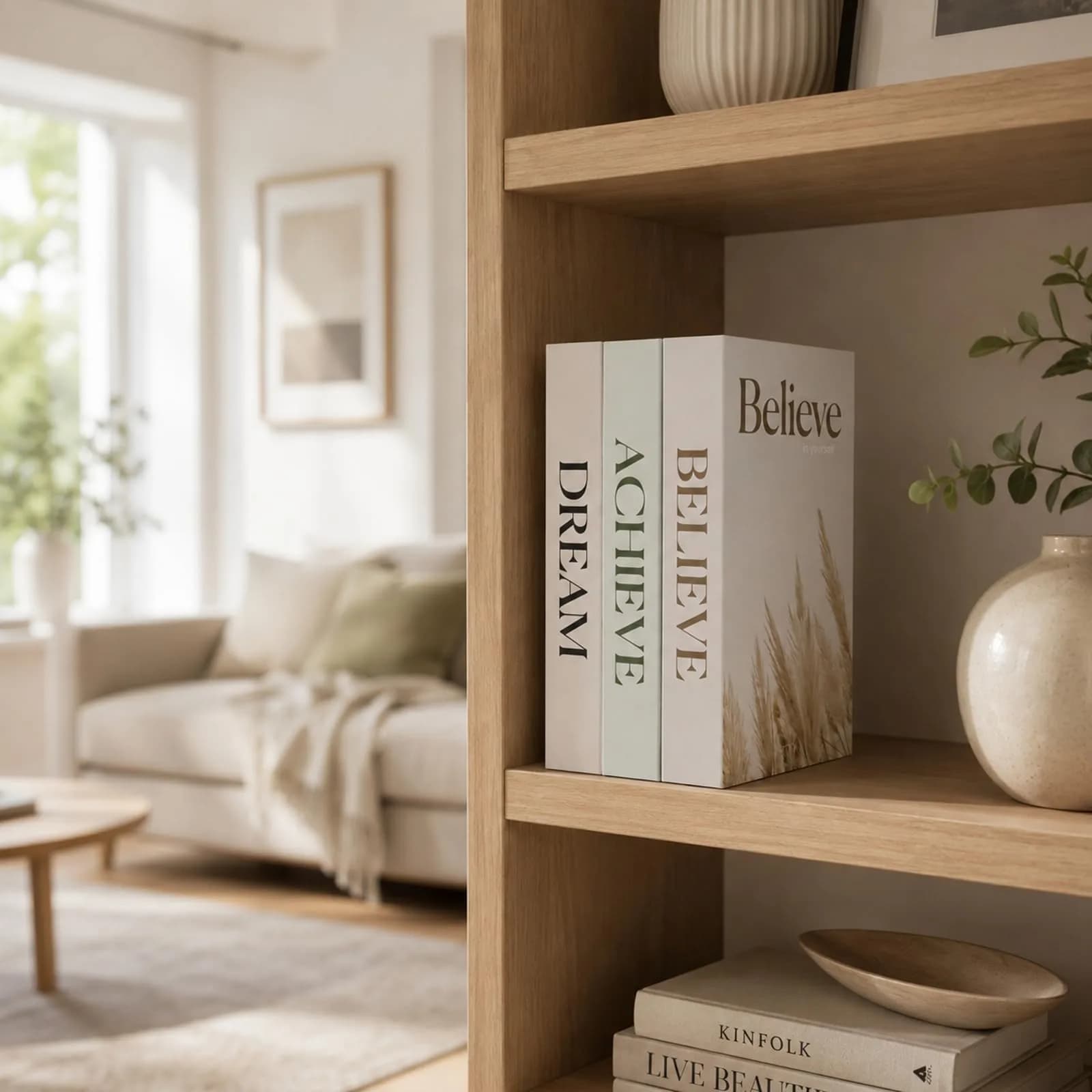 YOYMJBY Believe Achieve Dream Decorative Books 3 pcs (26.7 x 17 x 4.2 cm) | Aesthetic Home Decor for Coffee Tables & Shelves - view 2
