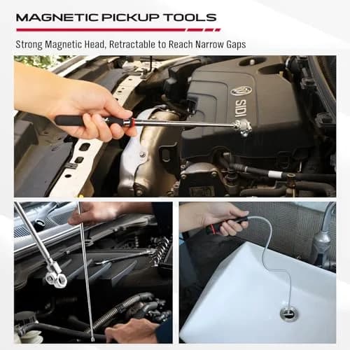 SEDY 4-Piece Magnetic Pickup Tools Set: 31in Telescoping Stick (78.7cm), 25in Pen Magnet (63.5cm), 20in Flexible Stick (50.8cm) | Workshop & Garage Essentials thumbnail 7