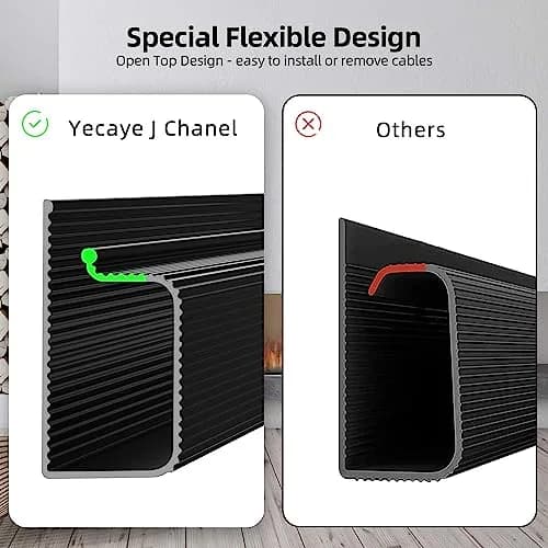 Yecaye 157in Cable Management Cord Organizer, Black | Under Desk, Easy Install Self-Adhesive Cord Hider thumbnail 7