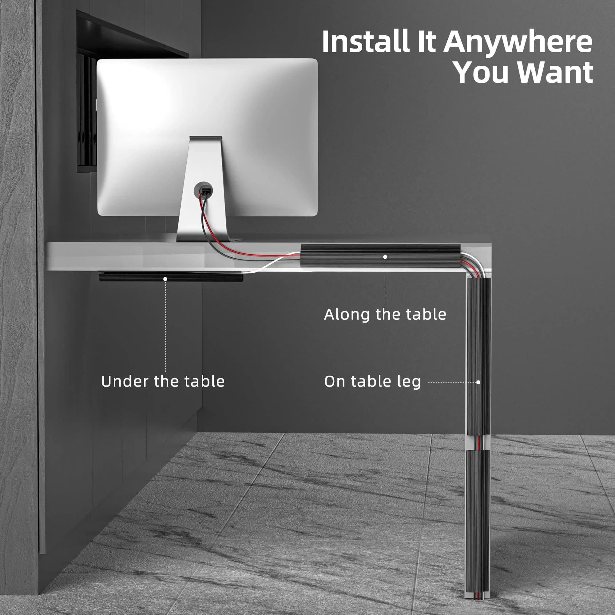 YECAYE Black Cable Management Kit | 157in (3.99m) Total Length - view 3
