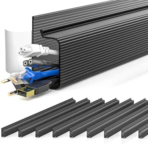 YECAYE White Cable Management Under Desk Kit | 2.4m (94.2 in) Total Length — Black / 157in