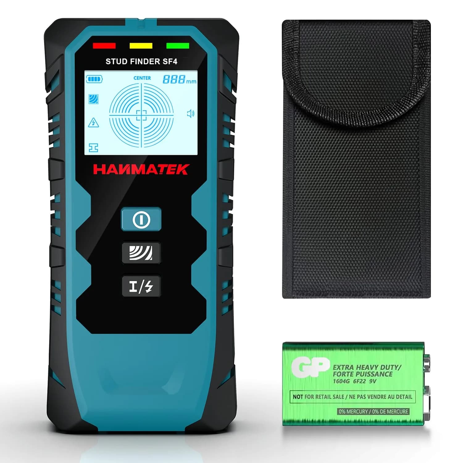 HANMATEK SF4 Stud Finder Wall Scanner | 5-in-1 Multifunction Detector with HD LCD Display — Black, Silver, White